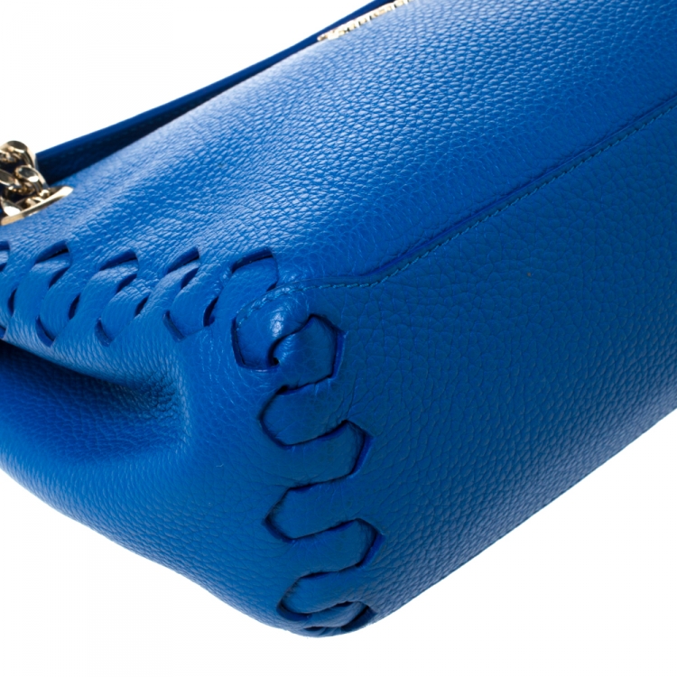 Pre Owned Roberto Cavalli Blue Leather Chain Shoulder Bag