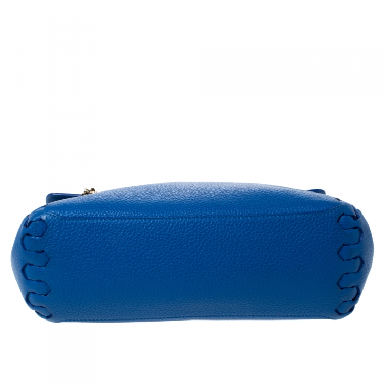 Pre Owned Roberto Cavalli Blue Leather Chain Shoulder Bag