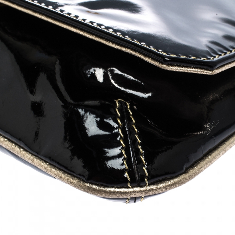 Pre Owned Roberto Cavalli Black Patent Leather Serpent Bracelet Clutch