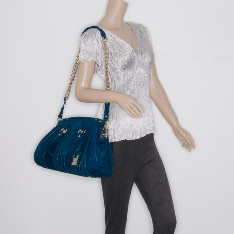 Pre Owned Roberto Cavalli Teal Nubuck Tote  