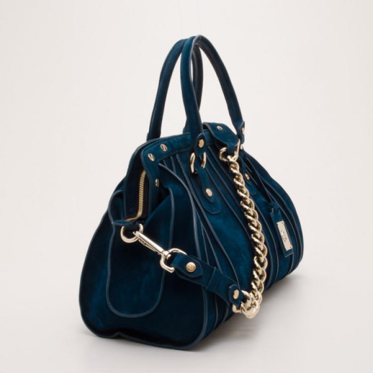 Pre Owned Roberto Cavalli Teal Nubuck Tote  
