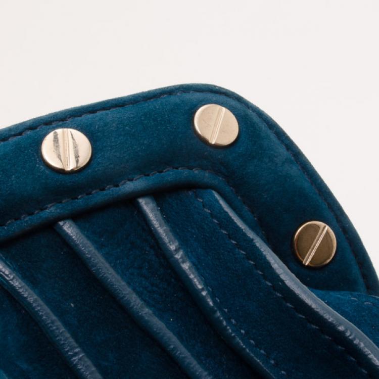 Pre Owned Roberto Cavalli Teal Nubuck Tote  