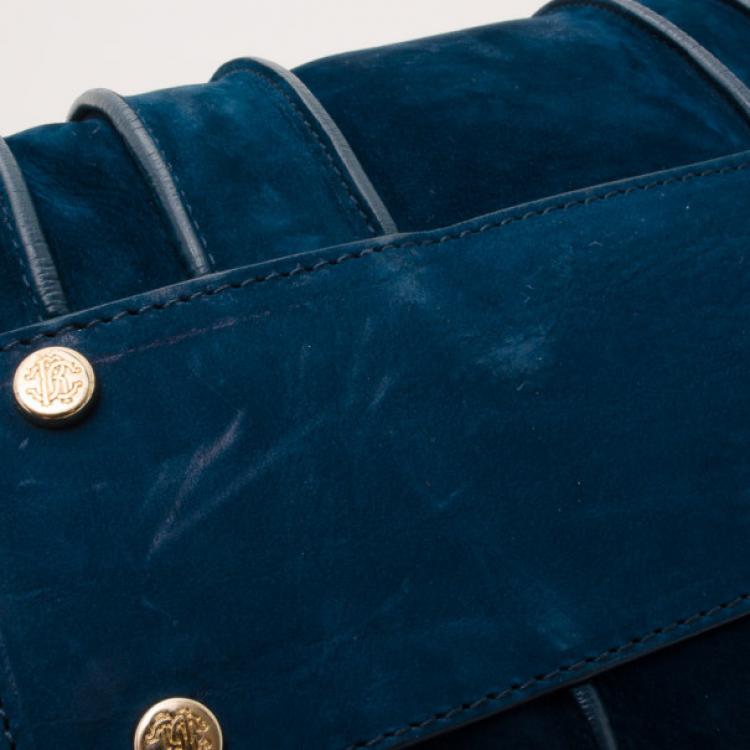 Pre Owned Roberto Cavalli Teal Nubuck Tote  