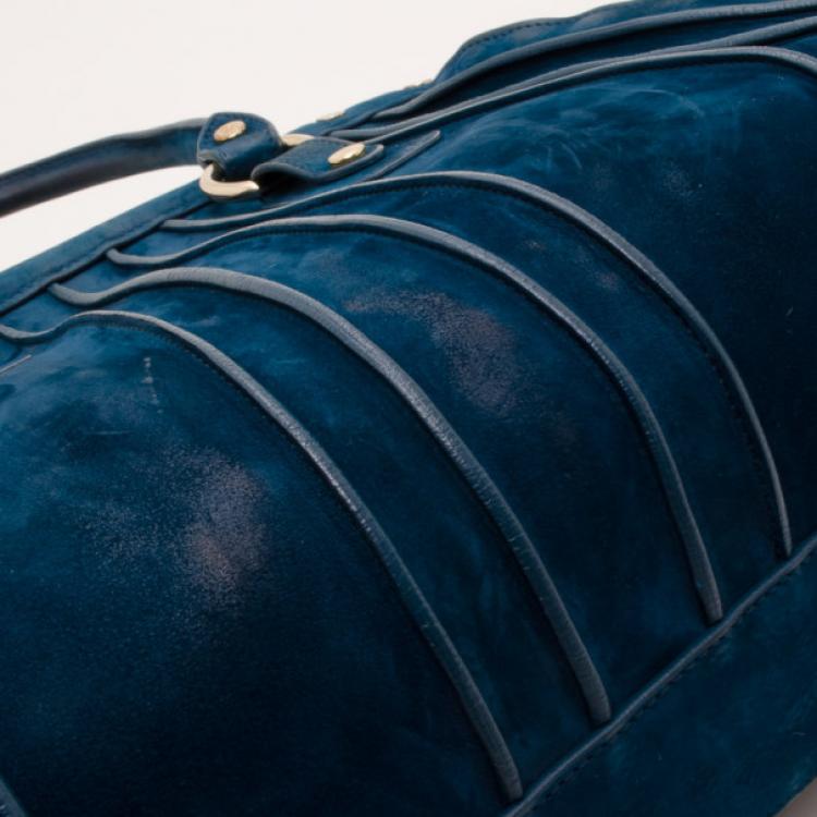 Pre Owned Roberto Cavalli Teal Nubuck Tote  