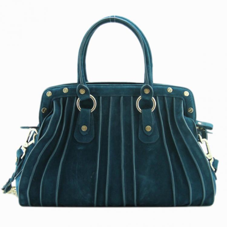 Pre Owned Roberto Cavalli Teal Nubuck Tote
