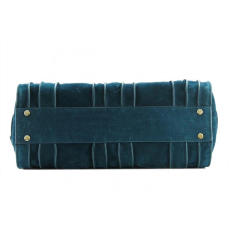 Pre Owned Roberto Cavalli Teal Nubuck Tote