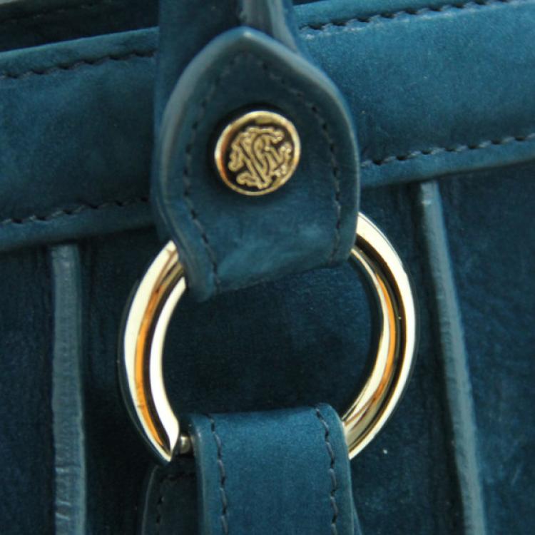 Pre Owned Roberto Cavalli Teal Nubuck Tote