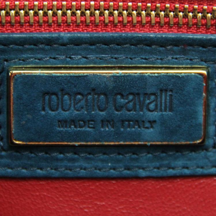 Pre Owned Roberto Cavalli Teal Nubuck Tote