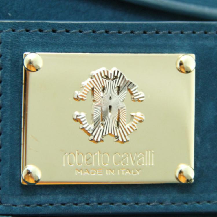 Pre Owned Roberto Cavalli Teal Nubuck Tote