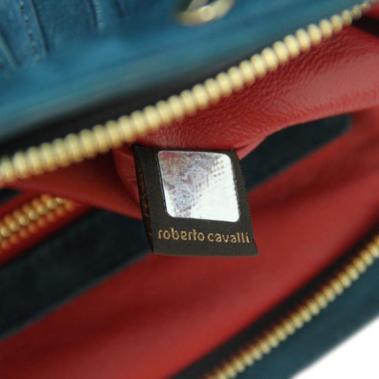 Pre Owned Roberto Cavalli Teal Nubuck Tote