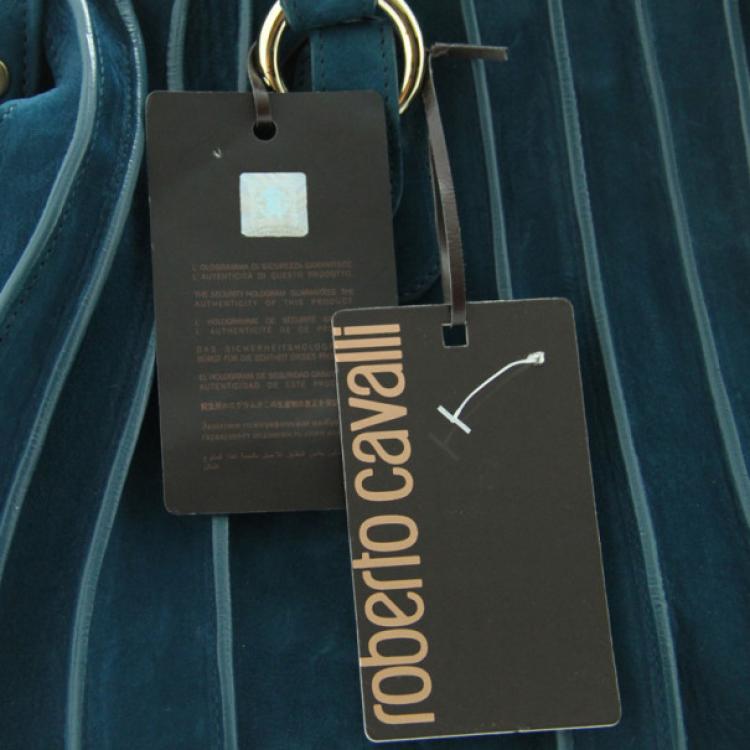Pre Owned Roberto Cavalli Teal Nubuck Tote