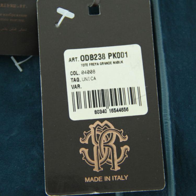 Pre Owned Roberto Cavalli Teal Nubuck Tote