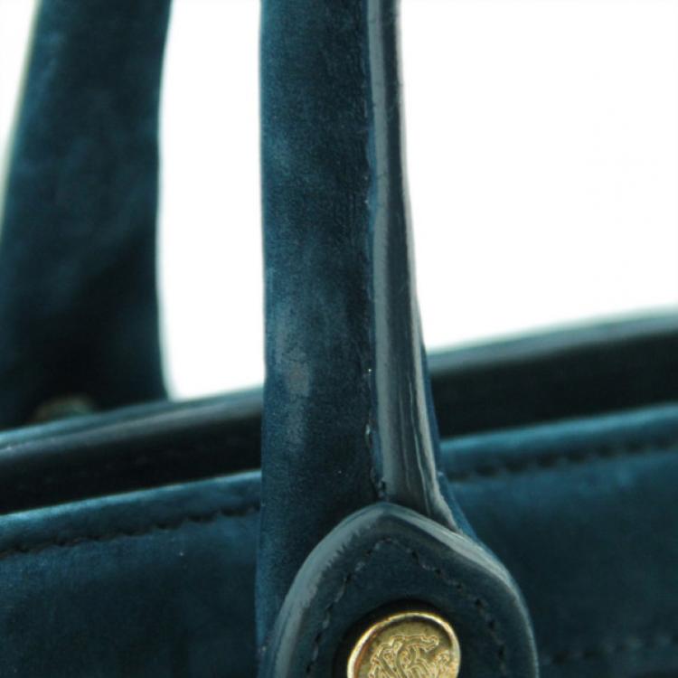 Pre Owned Roberto Cavalli Teal Nubuck Tote
