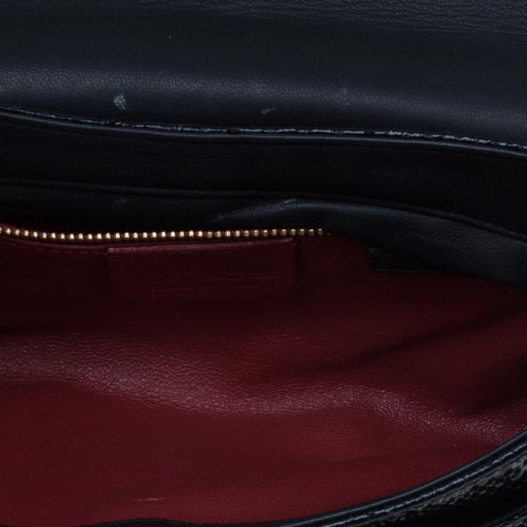 Pre Owned Roberto Cavalli Black Python Embellished Elaphe Clutch