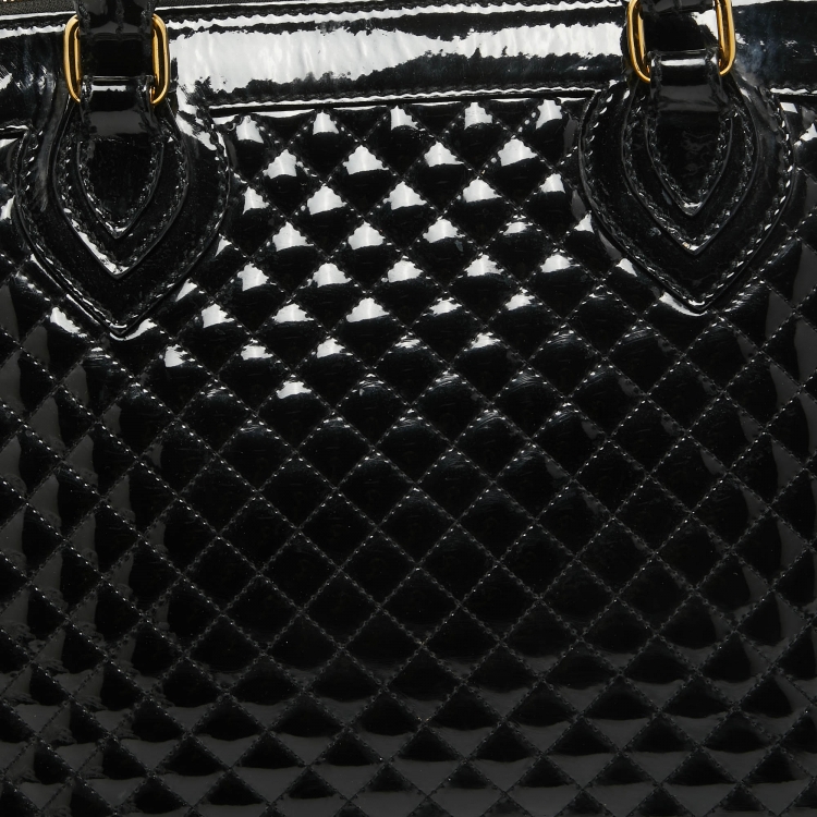 Pre Owned Roberto Cavalli Black Quilted Patent Leather Grand Tour Tote