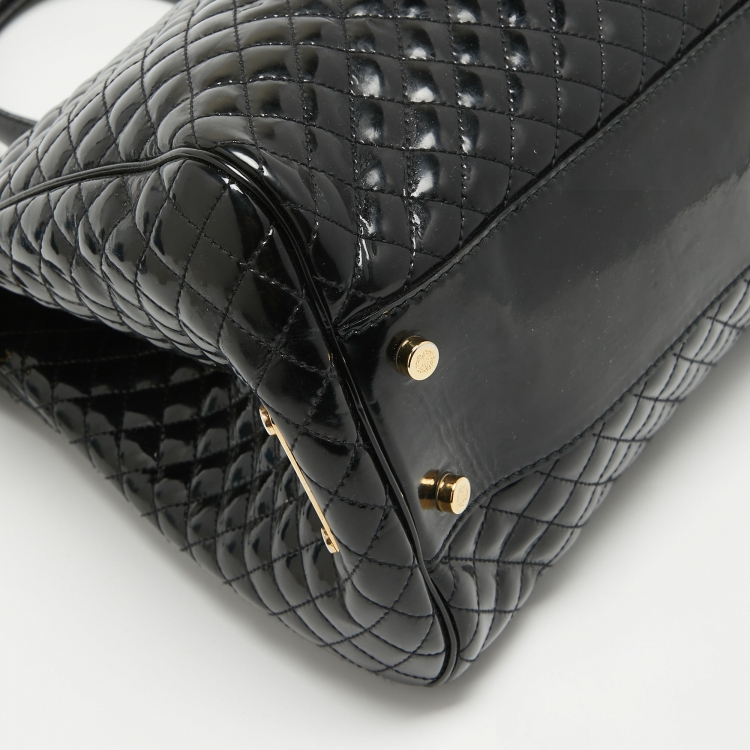 Pre Owned Roberto Cavalli Black Quilted Patent Leather Grand Tour Tote