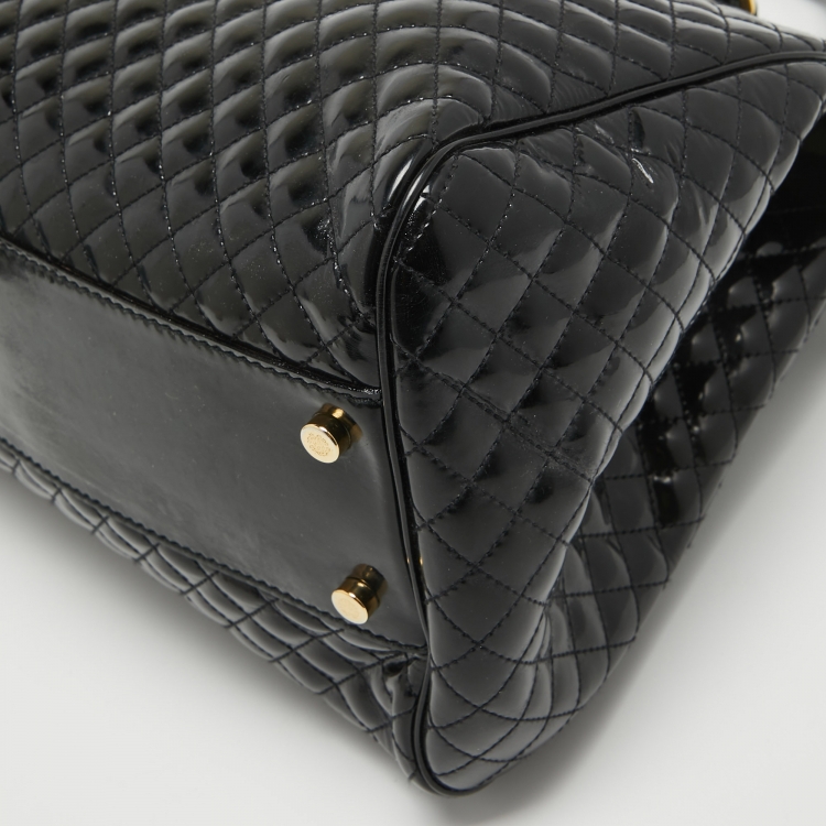 Pre Owned Roberto Cavalli Black Quilted Patent Leather Grand Tour Tote