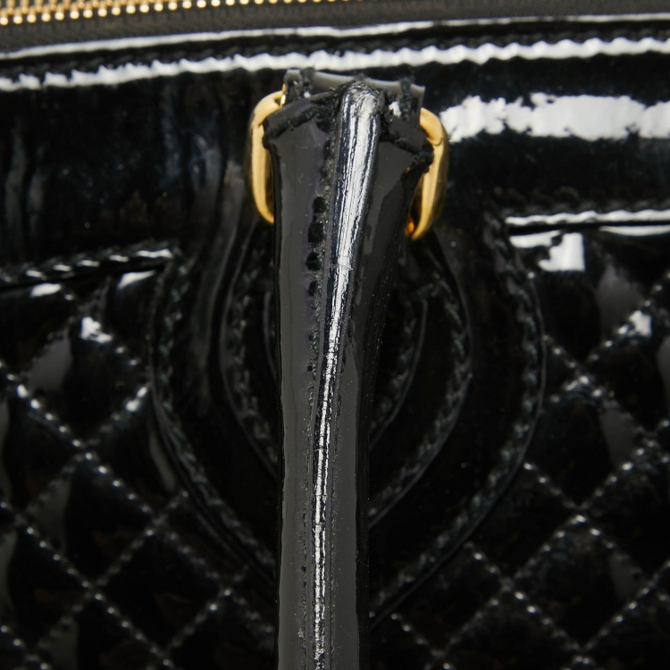 Pre Owned Roberto Cavalli Black Quilted Patent Leather Grand Tour Tote