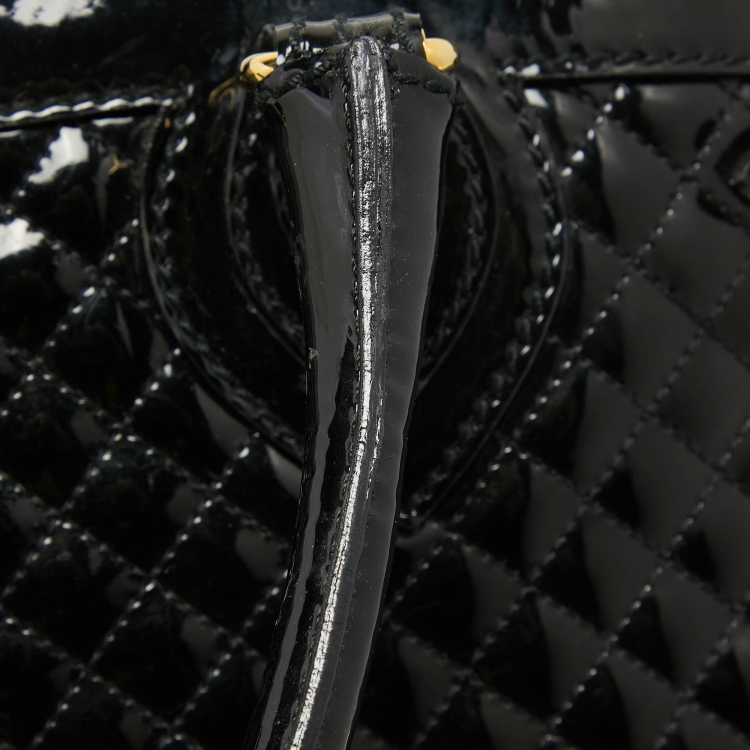 Pre Owned Roberto Cavalli Black Quilted Patent Leather Grand Tour Tote