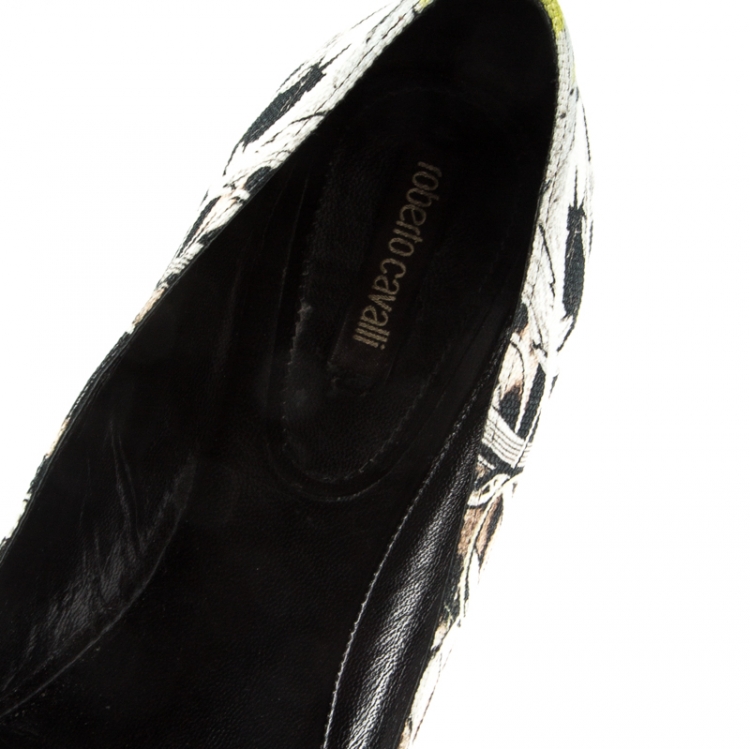 Pre Owned Roberto Cavalli Multicolor Leopard Print Canvas Ballet Flats Size 40