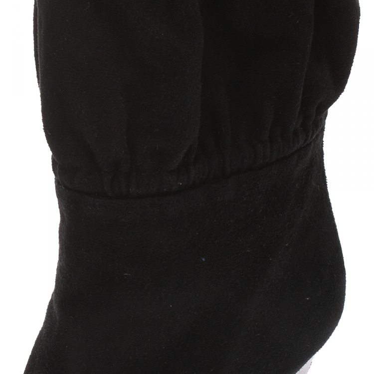 Pre Owned Roberto Cavalli Black Suede Knee High Tie Up Boots Size 40