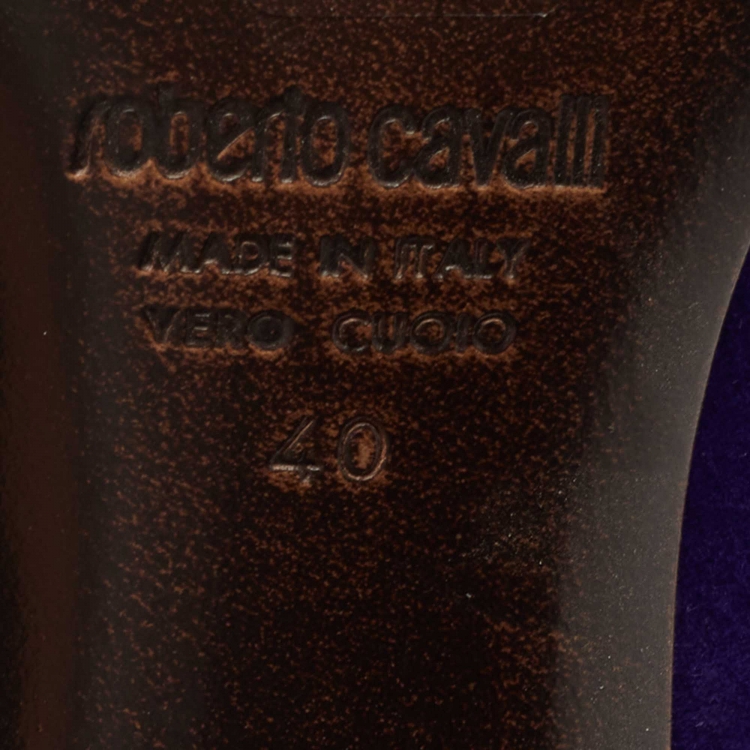 Pre Owned Roberto Cavalli Blue Suede Calf Length Boots Size 40 