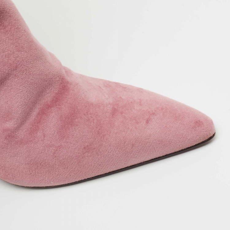 Pre Owned Roberto Cavalli Pink Suede Calf Length Boots Size 40