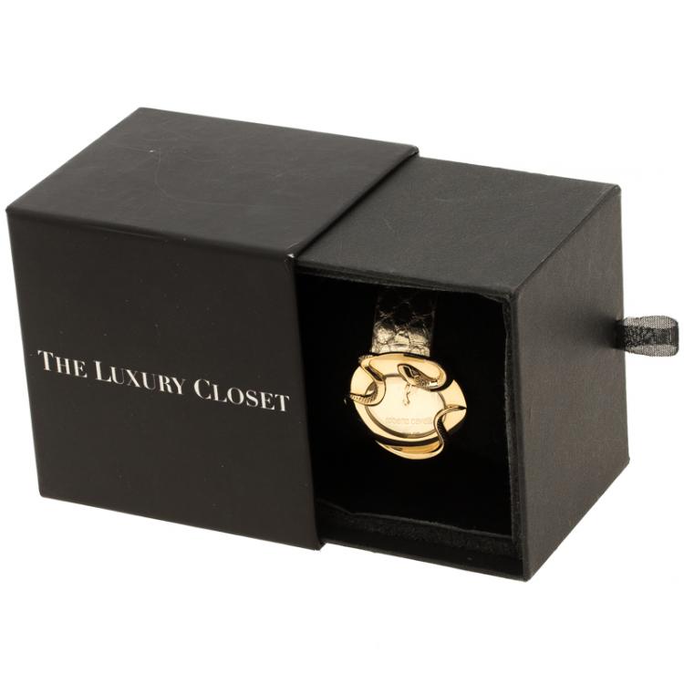 مملوكة مسبقًا Roberto Cavalli Gold-Plated Stainless Steel Snake Women's Wristwatch 37 mm