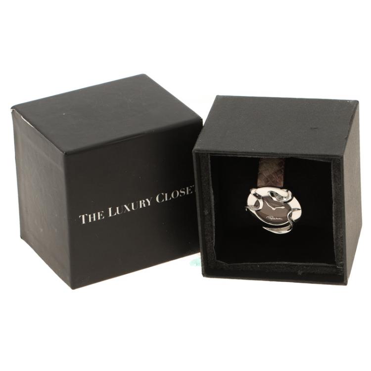 Pre Owned Roberto Cavalli Brown Stainless Steel Snake R7251165535 Women's Wristwatch 38 mm