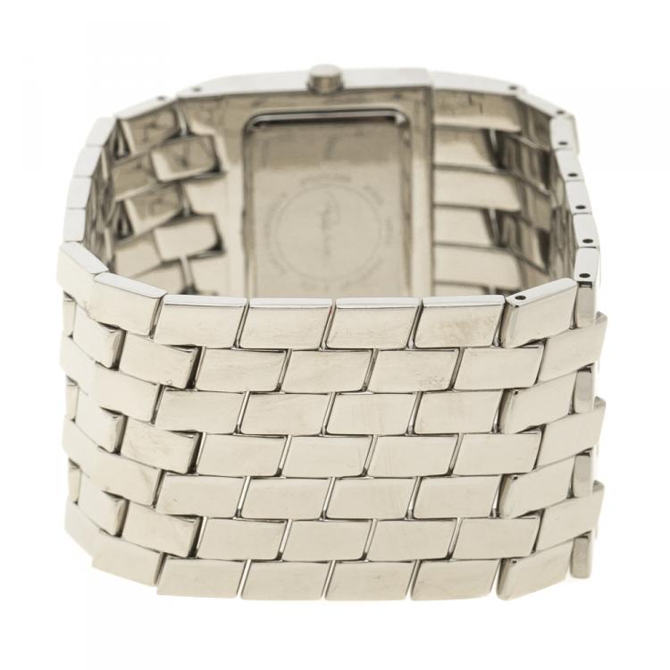 Pre Owned Roberto Cavalli Silver Stainless Steel Cleavage Women's Wristwatch 35MM