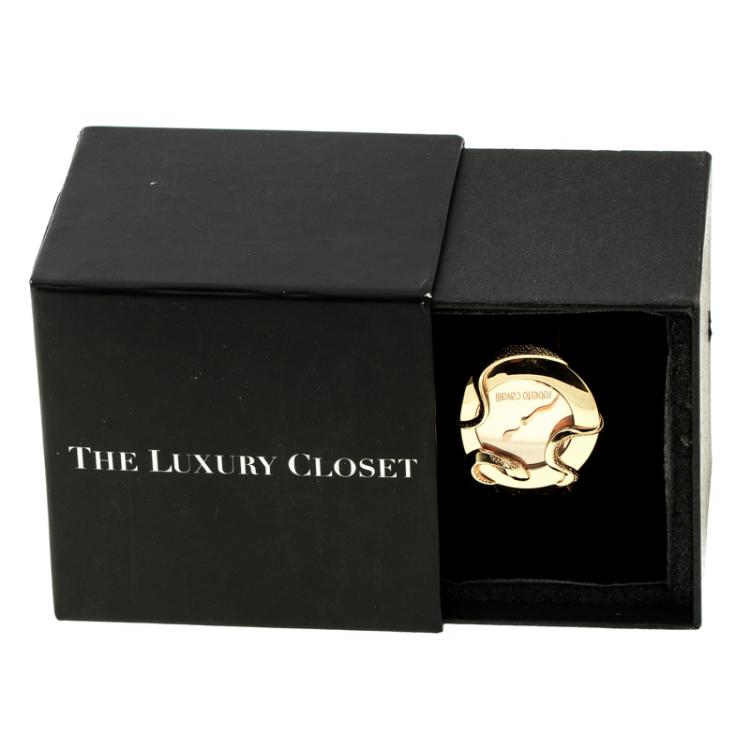 Pre Owned Roberto Cavalli Rose Gold-Plated Stainless Steel Snake Women's Wristwatch 37 mm