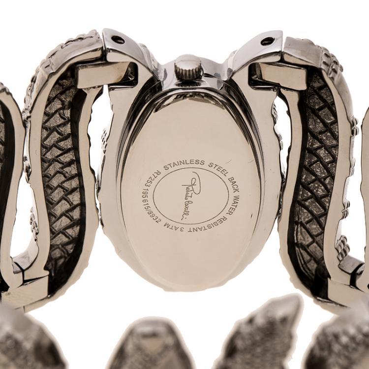 Pre Owned Roberto Cavalli Silver Stainless Steel Cleopatra R7253195615 Women's Wristwatch 40 mm