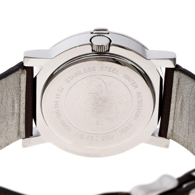 Pre Owned Roberto Cavalli White Stainless Steel Firenze Women's Wristwatch 36 mm