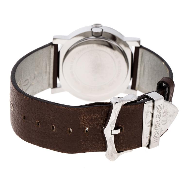 Pre Owned Roberto Cavalli White Stainless Steel Firenze Women's Wristwatch 36 mm