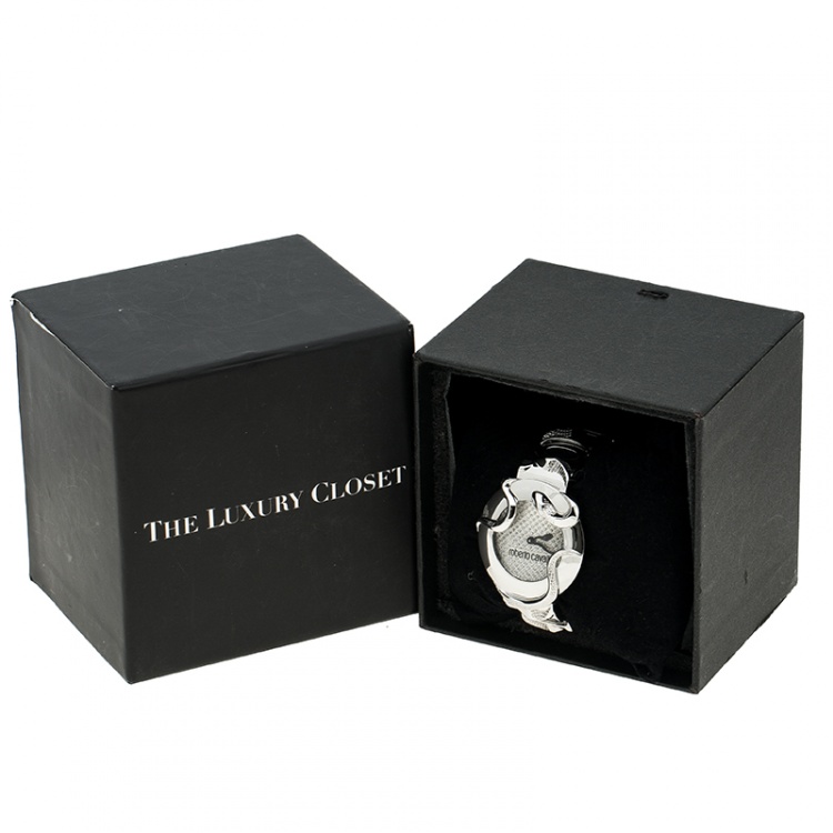 Pre Owned Roberto Cavalli Silver Stainless Steel Snake Women's Wristwatch 37 mm