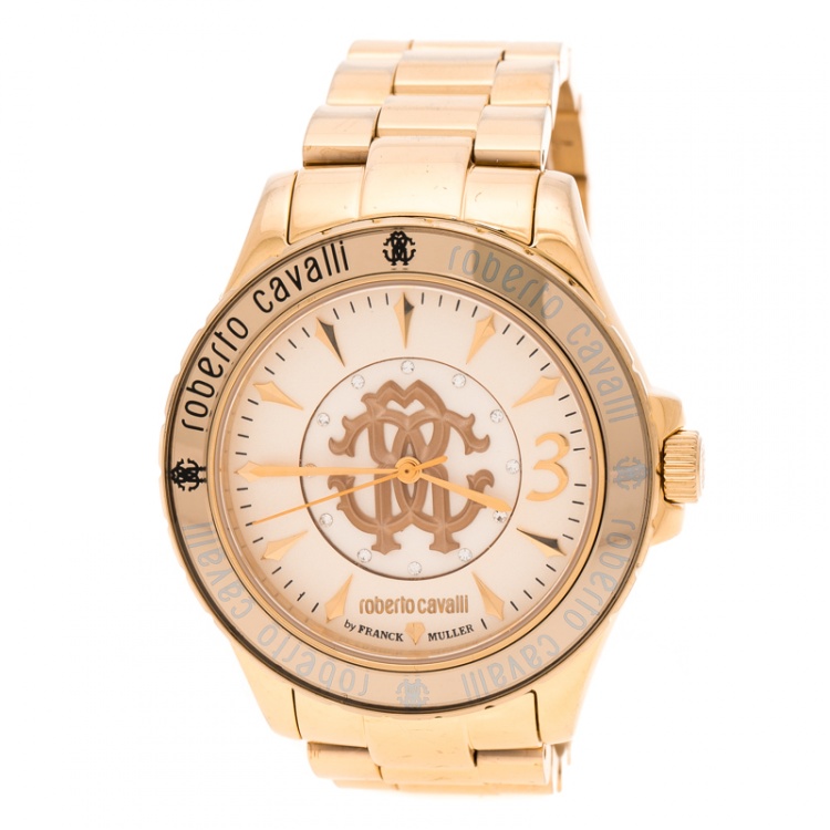 Pre Owned Roberto Cavalli Gold Plated Stainless Steel  RV1L001M0036 Women's Wristwatch 41 mm