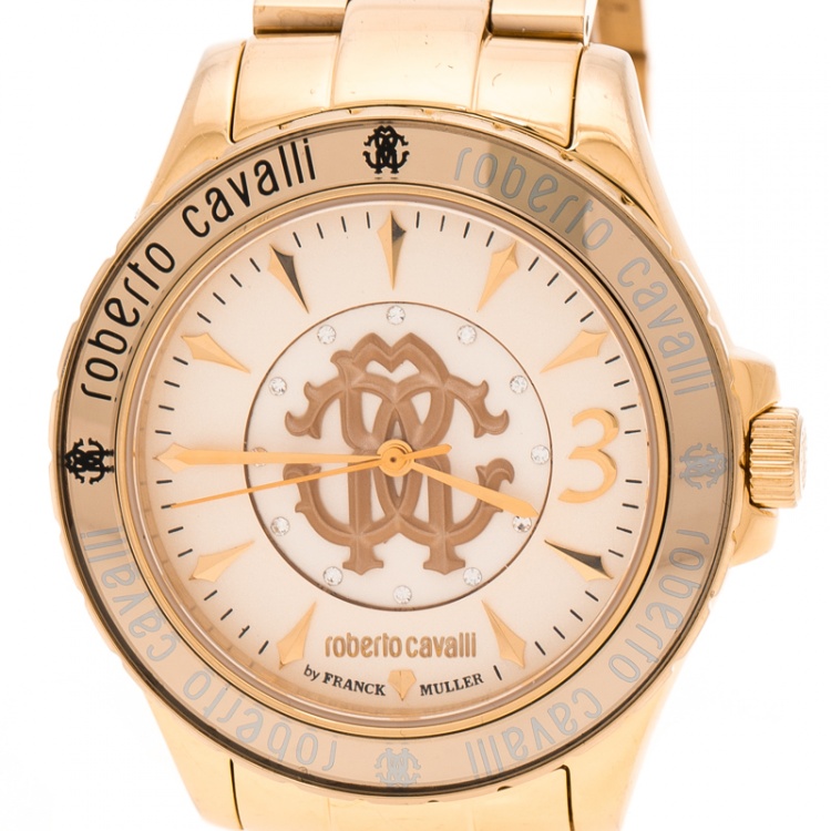Pre Owned Roberto Cavalli Gold Plated Stainless Steel  RV1L001M0036 Women's Wristwatch 41 mm