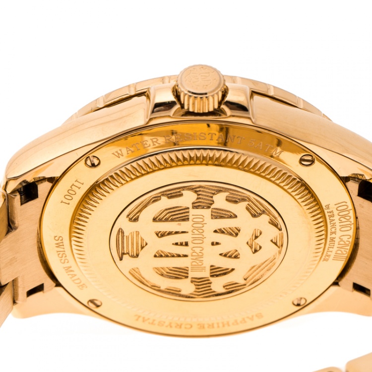 Pre Owned Roberto Cavalli Gold Plated Stainless Steel  RV1L001M0036 Women's Wristwatch 41 mm