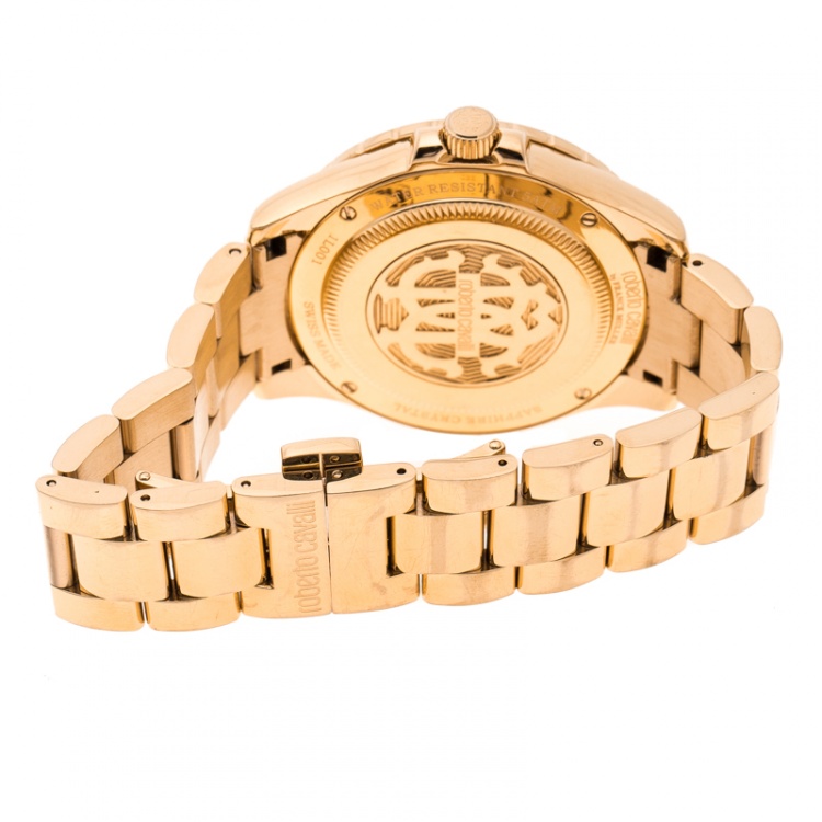 Pre Owned Roberto Cavalli Gold Plated Stainless Steel  RV1L001M0036 Women's Wristwatch 41 mm