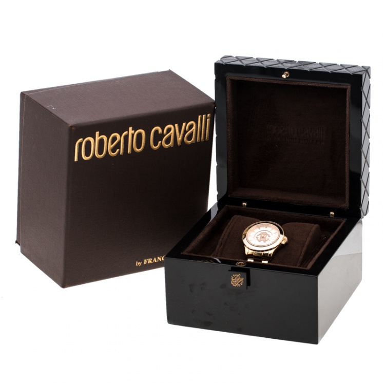 Pre Owned Roberto Cavalli Gold Plated Stainless Steel  RV1L001M0036 Women's Wristwatch 41 mm