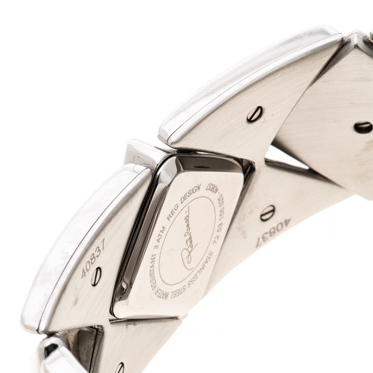 Pre Owned Roberto Cavalli Silver Stainless Steel Triangle Women's Wristwatch 27 mm