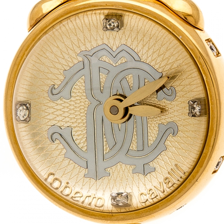 Pre Owned Roberto Cavalli Gold Plated Stainless Steel Miriam R7259148517 Pendant Watch 27 mm