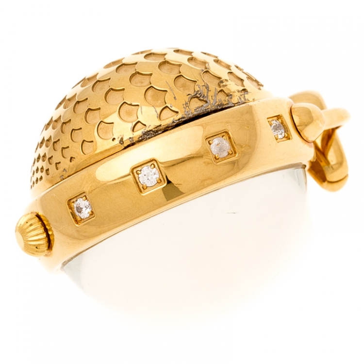 Pre Owned Roberto Cavalli Gold Plated Stainless Steel Miriam R7259148517 Pendant Watch 27 mm