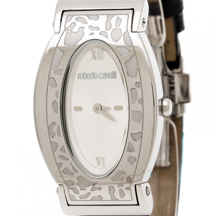 Pre Owned Roberto Cavalli Silver Stainless Steel Diana R7251118515 Women's Wristwatch 28 mm