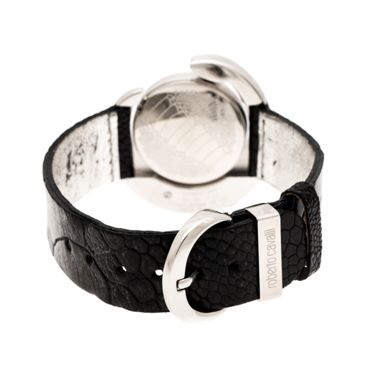 Pre Owned Roberto Cavalli Black Stainless Steel 7251113015 Women's Wristwatch  26 mm