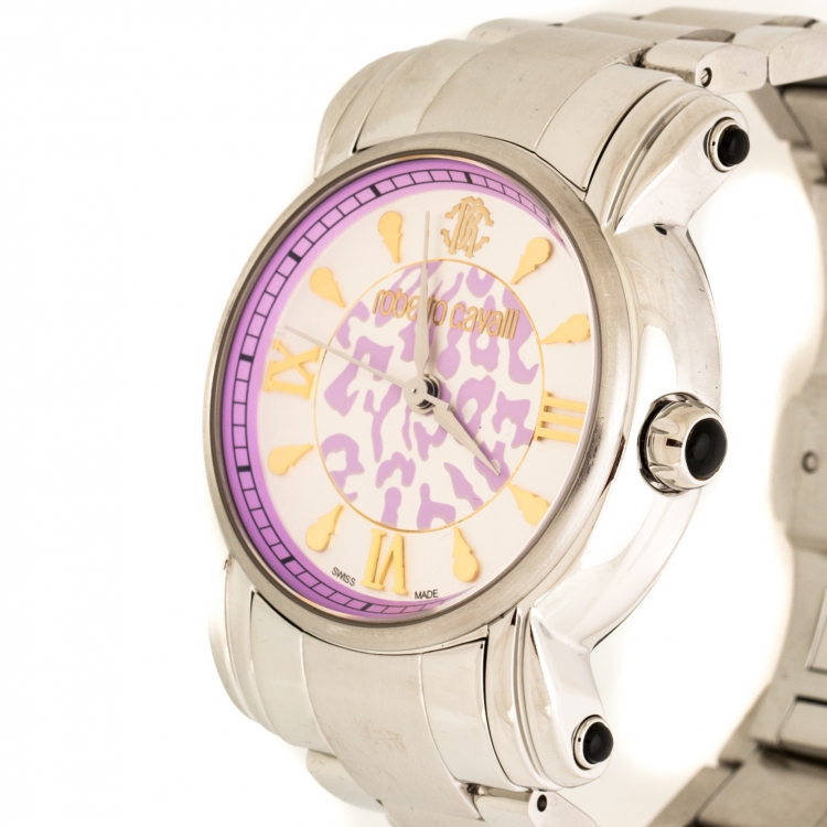 Pre Owned Roberto Cavalli Multicolor Dial Stainless Steel Anniversary 7253172545 Women's Wristwatch 39 mm