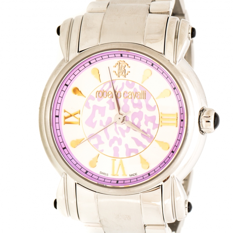 Pre Owned Roberto Cavalli Multicolor Dial Stainless Steel Anniversary 7253172545 Women's Wristwatch 39 mm