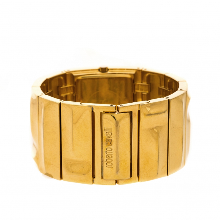 Pre Owned Roberto Cavalli Gold Plated Stainless Steel 7253270017 Women's Wristwatch 32 mm