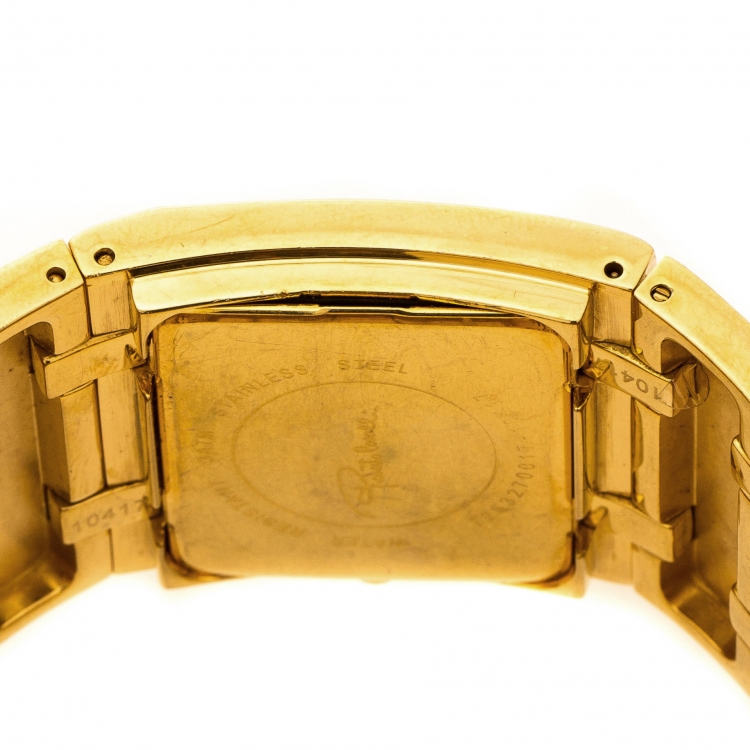 Pre Owned Roberto Cavalli Gold Plated Stainless Steel 7253270017 Women's Wristwatch 32 mm