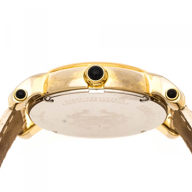 Pre Owned Roberto Cavalli Silver White Dial Gold Plated Stainless Steel 7251172515 Women's Wristwatch 40 mm